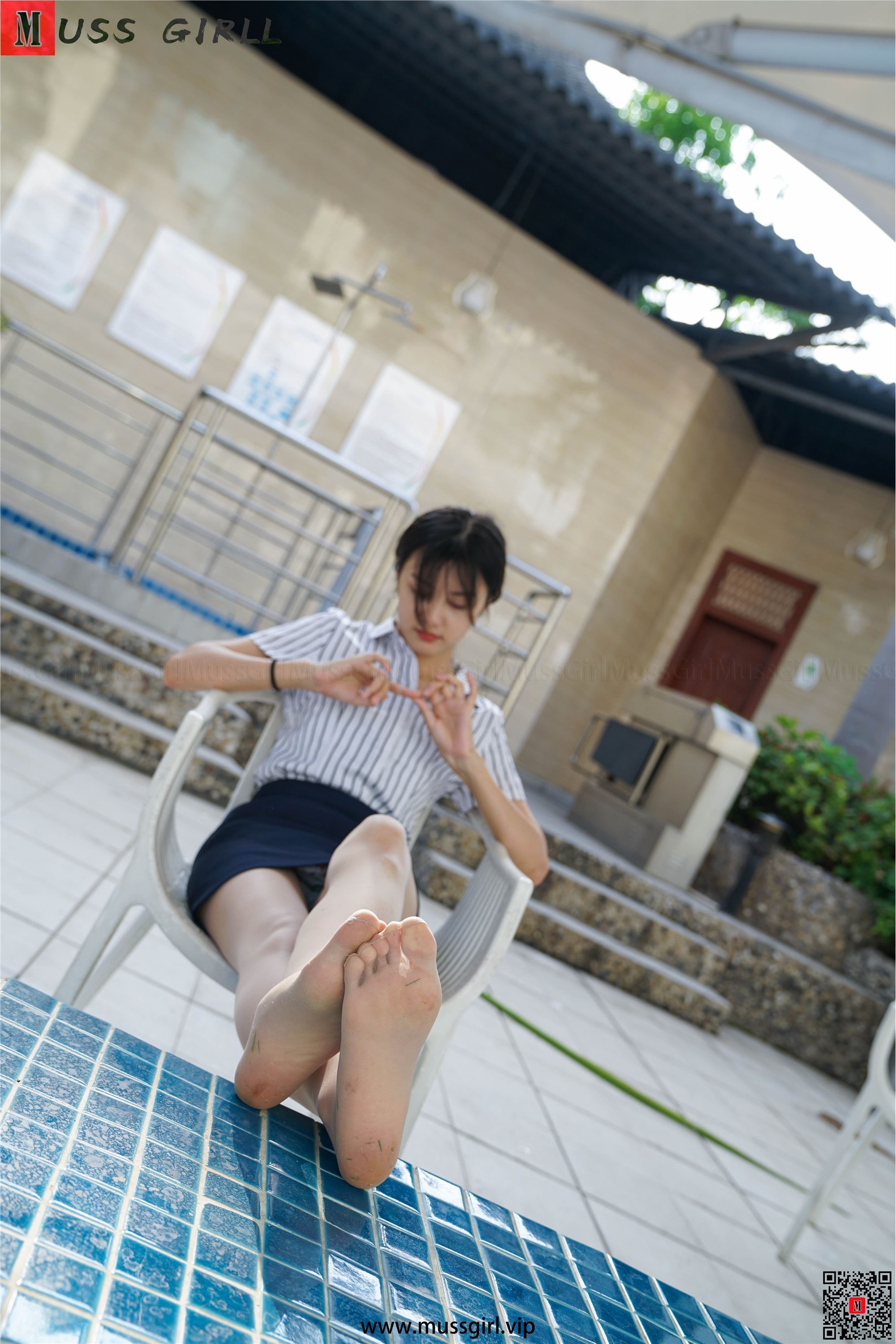 MussGirl慕丝女郎  NO.219 白领条纹制服肉丝高跟